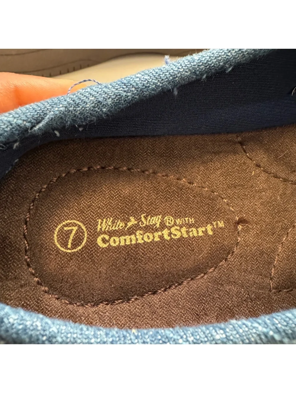 Vintage White Stag Blue Jean Denim Mary Jane Flats Comfort Shoes Sz 7
